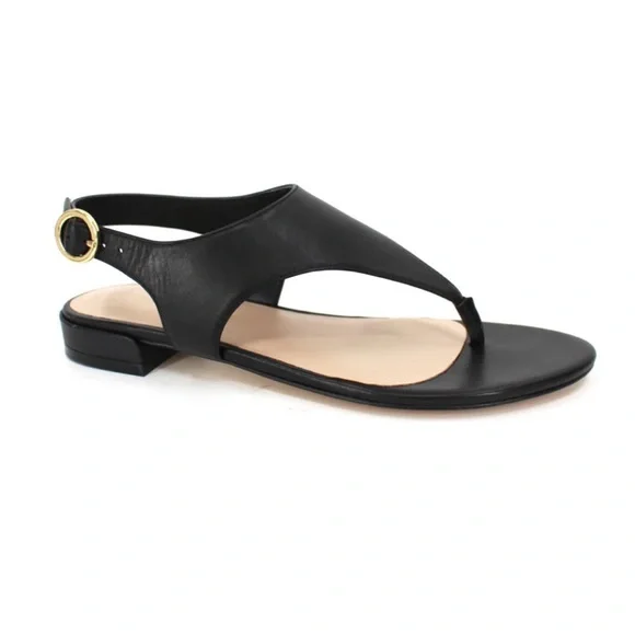 Stuart Weirzman Santorini Sandal - Black Leather - Size 8